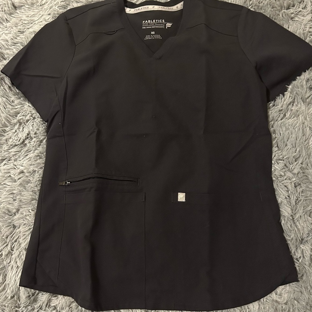 Fabletics XS Black Scrub Top with Zip Pocket